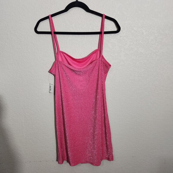 5 B Style Dress Pink Glittery Spaghetti Strap Slip Juniors Large - Picture 5 of 11